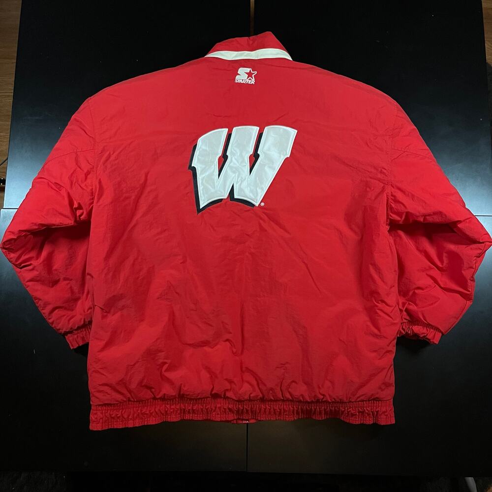 Vintage Starter Wisconsin Badgers‎ Red Zip Up Puff Jacket Men’s Sz XL